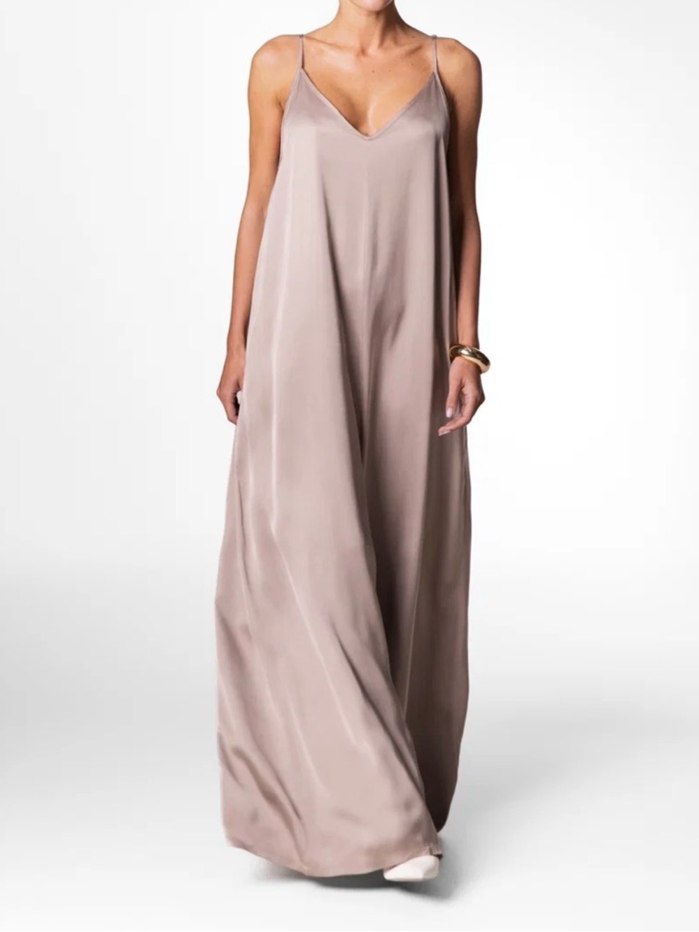 NWT JAKI Audrey Satin Jumpsuit | Mocha